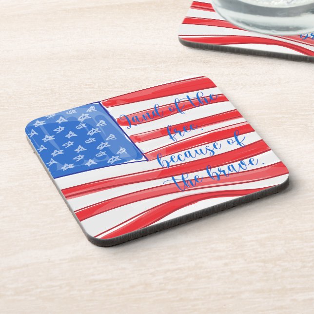 Posavasos Bandera acuarela estadounidense tierra de los libr (Lado Izquierdo)