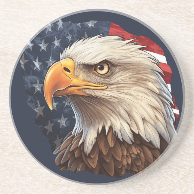 Posavasos Bandera americana águila calva (Frente)