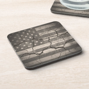 Posavasos Bandera Americana Antigua Agrietada