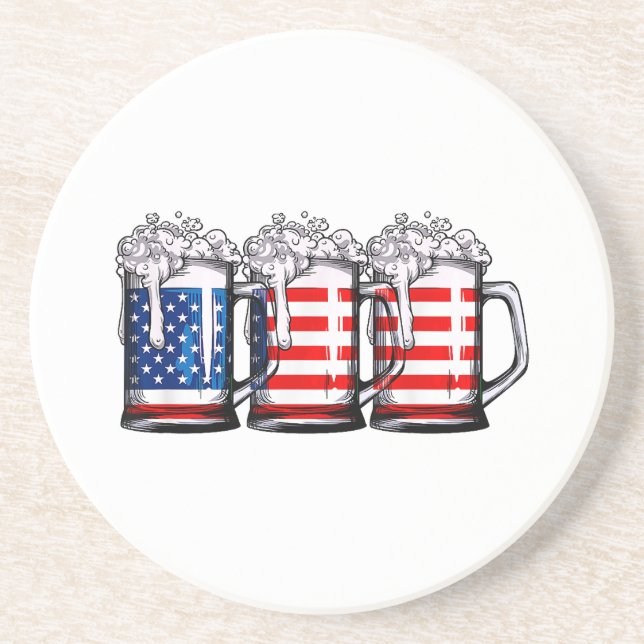 Posavasos Bandera Americana de Cerveza 4 de Julio Hombres Mu (Frente)