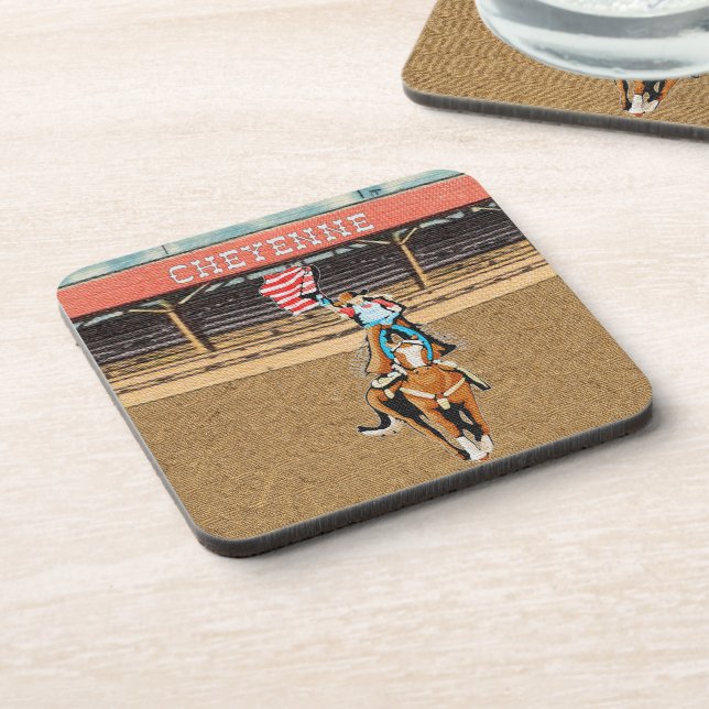 Posavasos Bandera Americana de Rodeo Cheyenne Occidental (Lado Izquierdo)