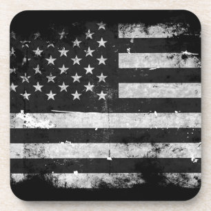 Posavasos Bandera americana del Grunge blanco y negro