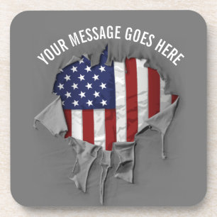 Posavasos Bandera Americana Desmenuzada, Rasgada y Rota Bebi