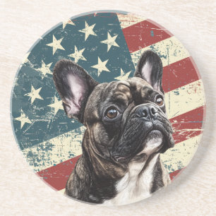 Posavasos Bandera Americana Grunge Bulldog Francés
