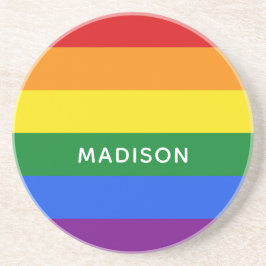 Posavasos Bandera arco iris nombre personalizado arenisca