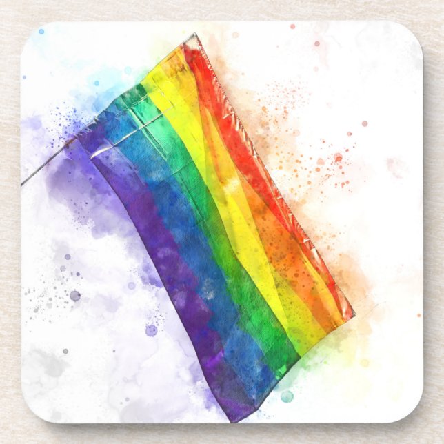 Posavasos Bandera arcoíris gay (Frente)