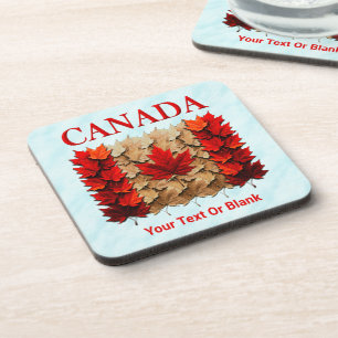Posavasos Bandera canadiense de la hoja de arce de otoño