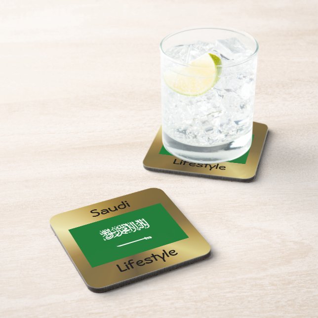 Posavasos Bandera de Arabia Saudita+Pascua de texto (Lado Derecho)