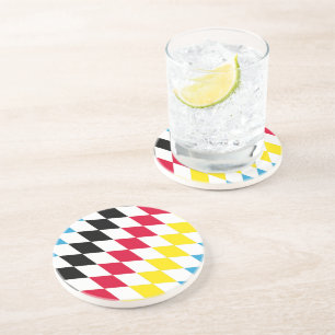 Posavasos Bandera de Baviera con patrón de diamante negro ro
