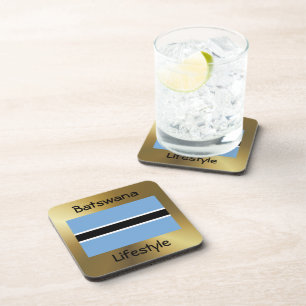 Posavasos Bandera de Botsuana + anilla de texto