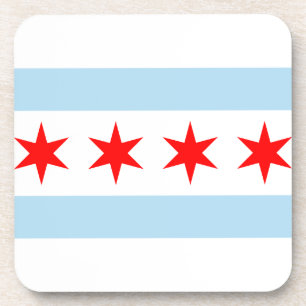 Posavasos Bandera de Chicago, montaña de bebidas de Illinois