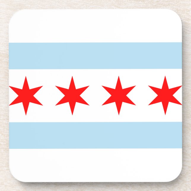 Posavasos Bandera de Chicago, montaña de bebidas de Illinois (Frente)