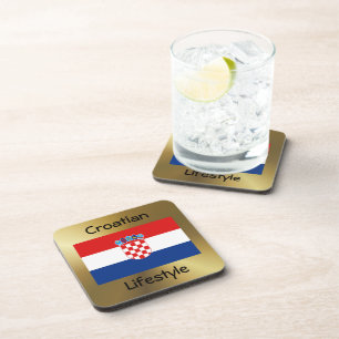 Posavasos Bandera de Croacia y anilla de texto