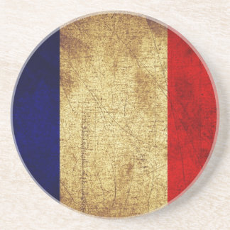 Posavasos Bandera de Francia en Grunge