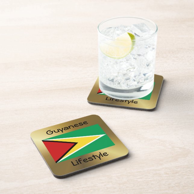 Posavasos Bandera de Guyana+Pascua de texto (Lado Derecho)