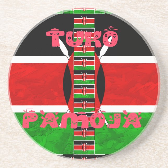 Posavasos Bandera de Kenia: Tuko Pamoja - Diseño de arte de  (Frente)