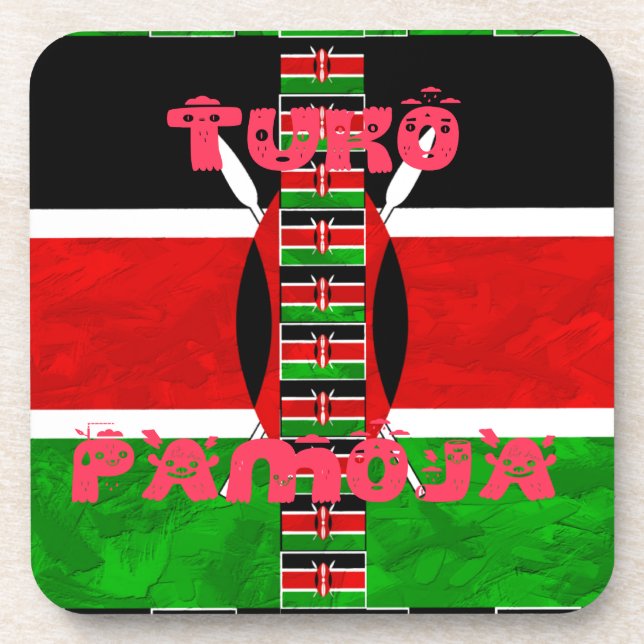 Posavasos Bandera de Kenia: Tuko Pamoja - Diseño de arte de  (Frente)