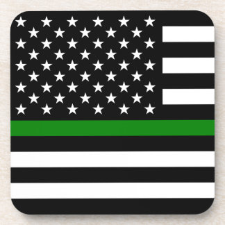 Posavasos Bandera de la delgada línea verde: Veteranos milit