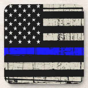 Posavasos Bandera de la Línea Azul Apoyo a la Policía Estado
