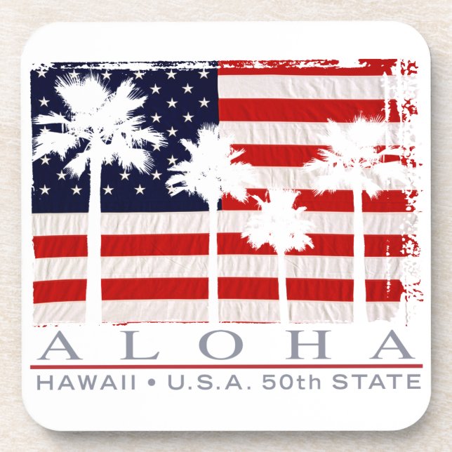 Posavasos Bandera de la palma Hawaii Aloha Casadores Patriót (Frente)