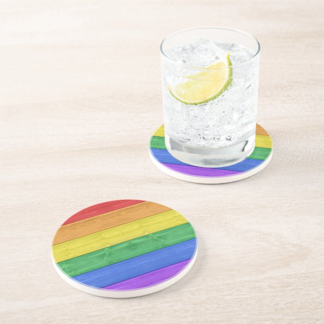 Posavasos Bandera de madera de orgullo de SlipperyJoe arco i (Lado)