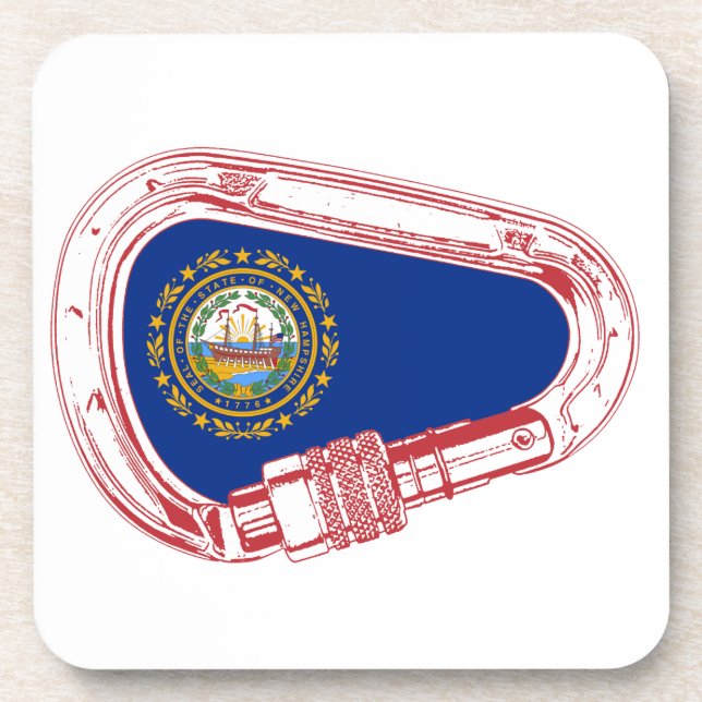 Posavasos Bandera de Nuevo Hampshire Escalando Carabiner (Frente)