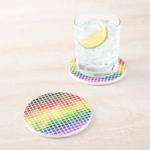 Posavasos Bandera de orgullo gay arcoíris colorida a cuadros
