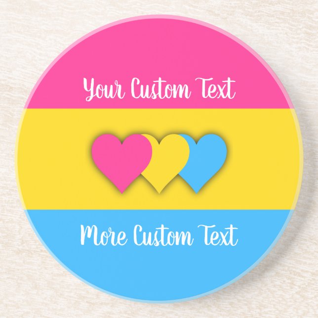 Posavasos Bandera de orgullo pansexual con texto (Frente)