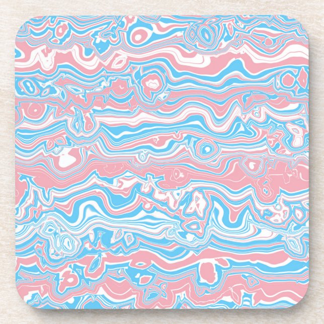 Posavasos Bandera de orgullo trans trippy boho groovy rayas  (Frente)