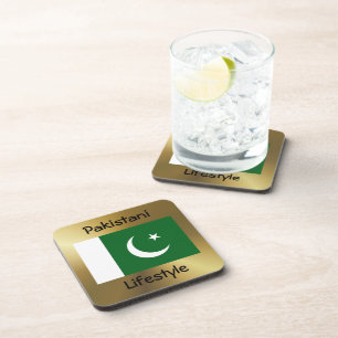 Posavasos Bandera de Pakistán y anilla de texto