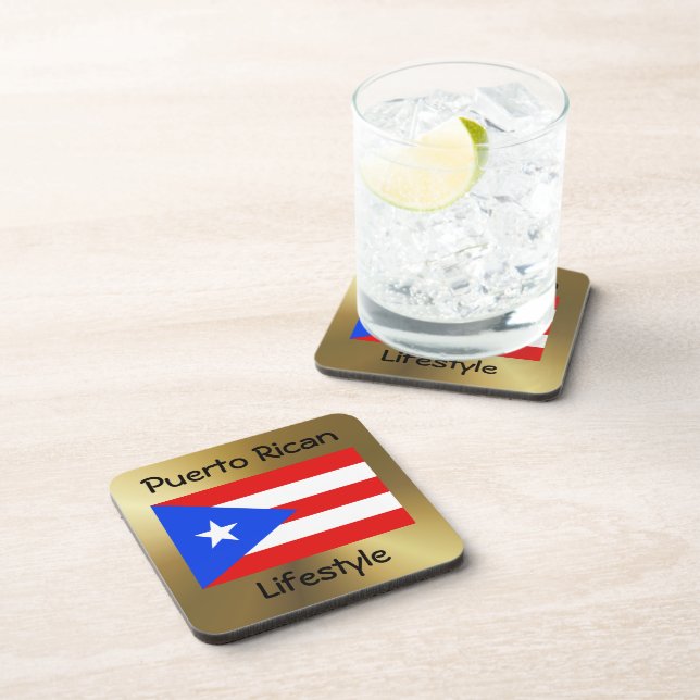 Posavasos Bandera de Puerto Rico+Pascua de texto (Lado Derecho)