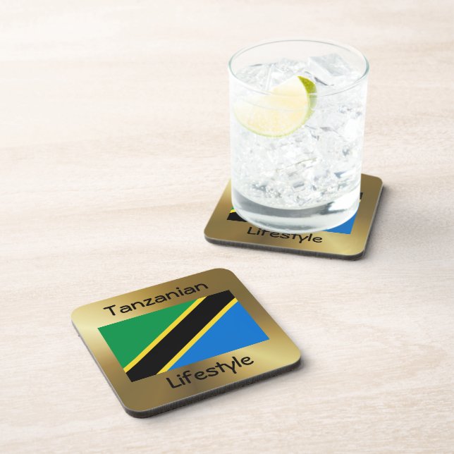 Posavasos Bandera de Tanzania + anilla de texto (Lado Derecho)