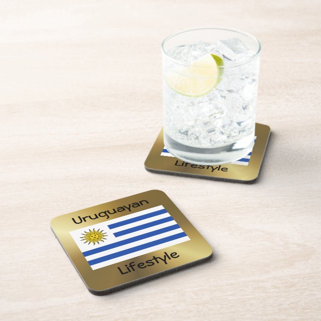 Posavasos Bandera de Uruguay + anilla de texto (Lado Derecho)