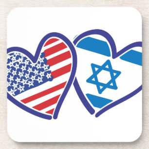 Posavasos Bandera del Corazón de Estados Unidos Israel