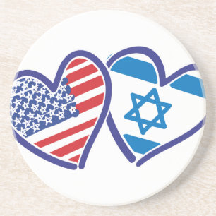 Posavasos Bandera del Corazón de Estados Unidos Israel