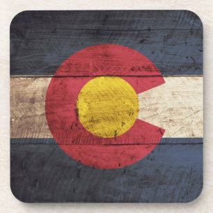 Posavasos Bandera del estado de Colorado en grano de madera