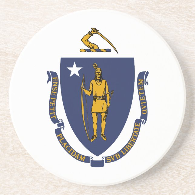 Posavasos Bandera del estado de Massachusetts (Frente)