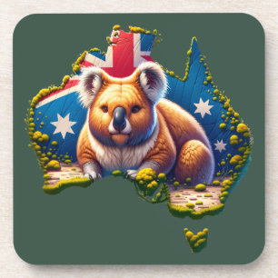 Posavasos bandera del mapa del oso koala de Australia