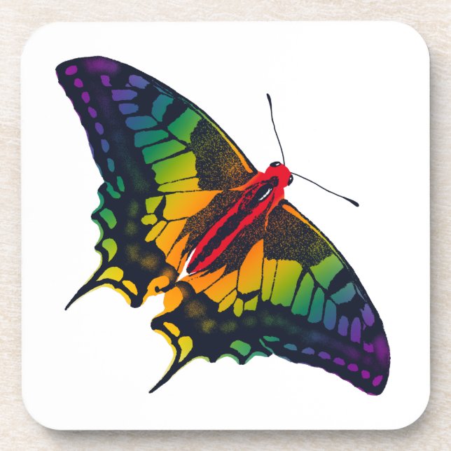 Posavasos Bandera del Orgullo Arcoiris Mariposa Tradicional (Frente)