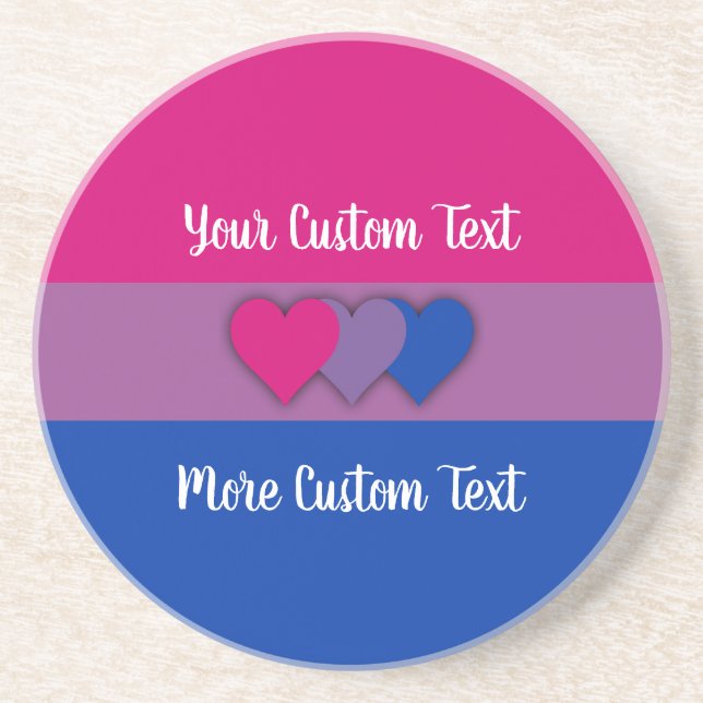 Posavasos Bandera del orgullo bisexual con texto (Frente)