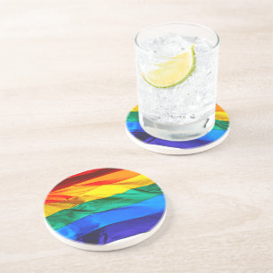 Posavasos Bandera del Orgullo Gay de SlipperyJoe's ondea col