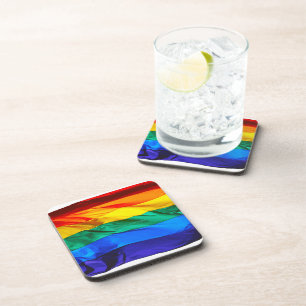 Posavasos Bandera del Orgullo Gay de SlipperyJoe's ondea col