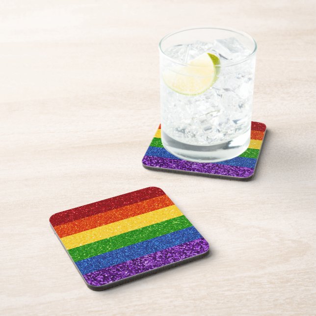 Posavasos Bandera del orgullo gay Purpurina LGBT (Lado Derecho)