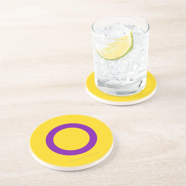 Posavasos Bandera del orgullo intersexual de SlipperyJoe fon (Lado)