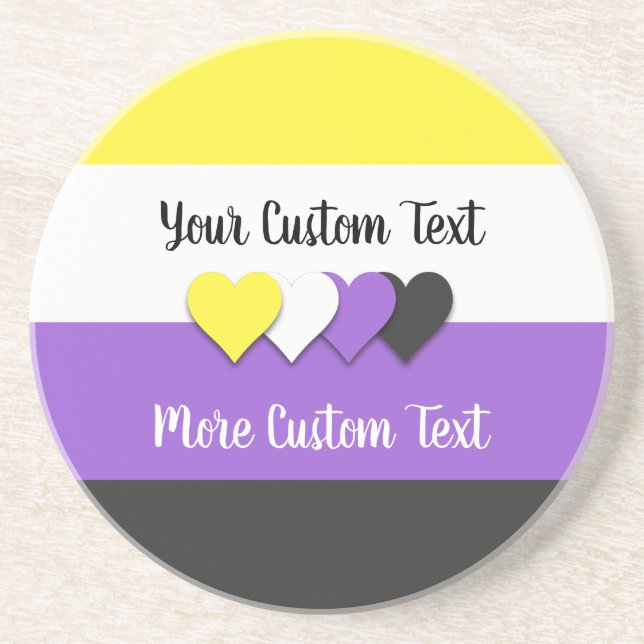 Posavasos Bandera del orgullo no binario con la montaña rusa (Frente)