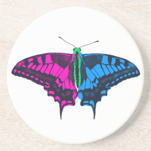 Posavasos Bandera del Orgullo Polisexual Mariposa de cerda