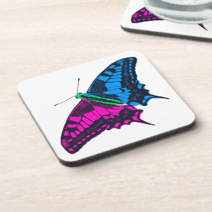 Posavasos Bandera del Orgullo Polisexual Mariposa de cerda