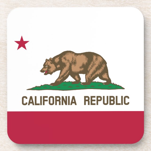 Posavasos Bandera del oso de la República Cali de California (Frente)