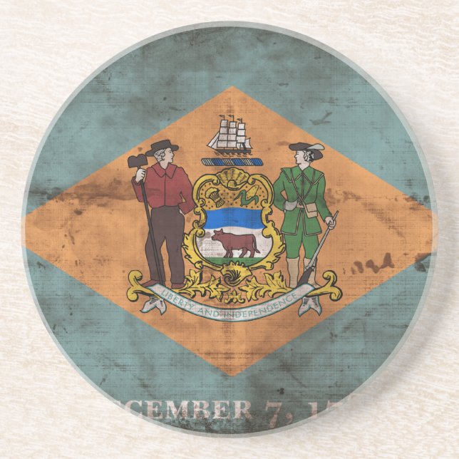 Posavasos Bandera Delaware Antigua; (Frente)