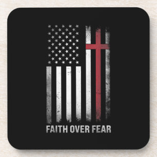 Posavasos Bandera estadounidense cristiana en Estados Unidos